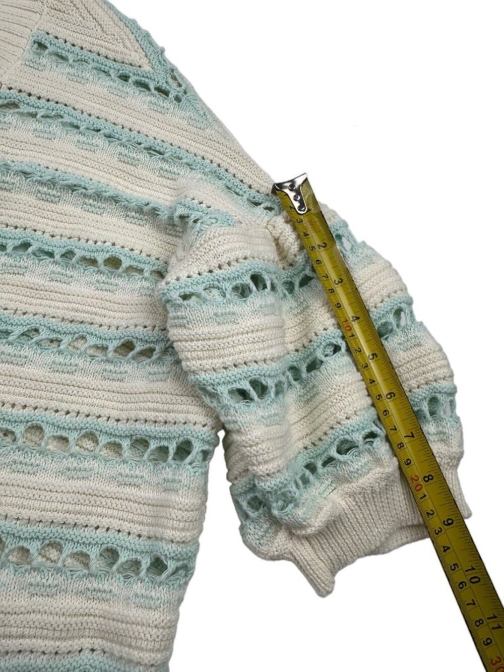 Maeve Open Front Cocoon Cardigan Sweater Knit Blue White Small Oversized - Picture 10 of 11